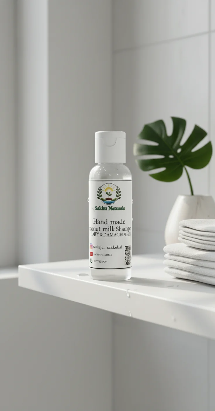 Sakku Naturals Hand Made Coconut Milk Shampoo for Dry & Damaged Hair 50 Ml