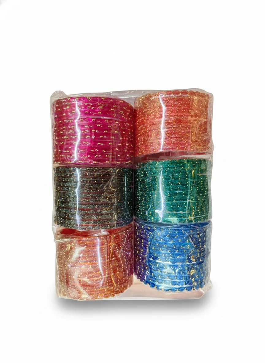 Colorful Dotted Glass Bangles Set. Wonderful Sets. Comfort for daily Wear And fonctation Wear also Each Set 150 .6 Sets 900.sizes Available . offer Price 600 Rs Only thumbnail 2