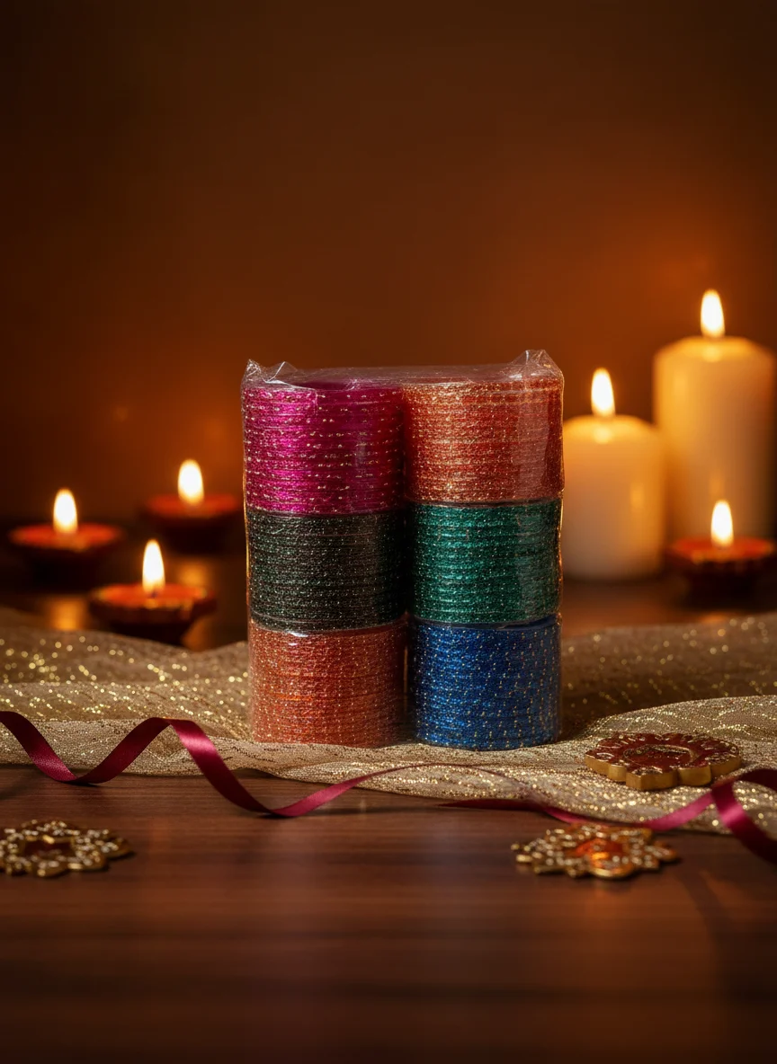 Colorful Dotted Glass Bangles Set. Wonderful Sets. Comfort for daily Wear And fonctation Wear also Each Set 150 .6 Sets 900.sizes Available . offer Price 600 Rs Only thumbnail 4