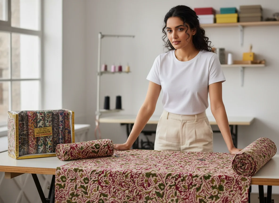 Raju Cotton Magenta Green Floral Printed Fabric Blouse Piece 1 Meter 3