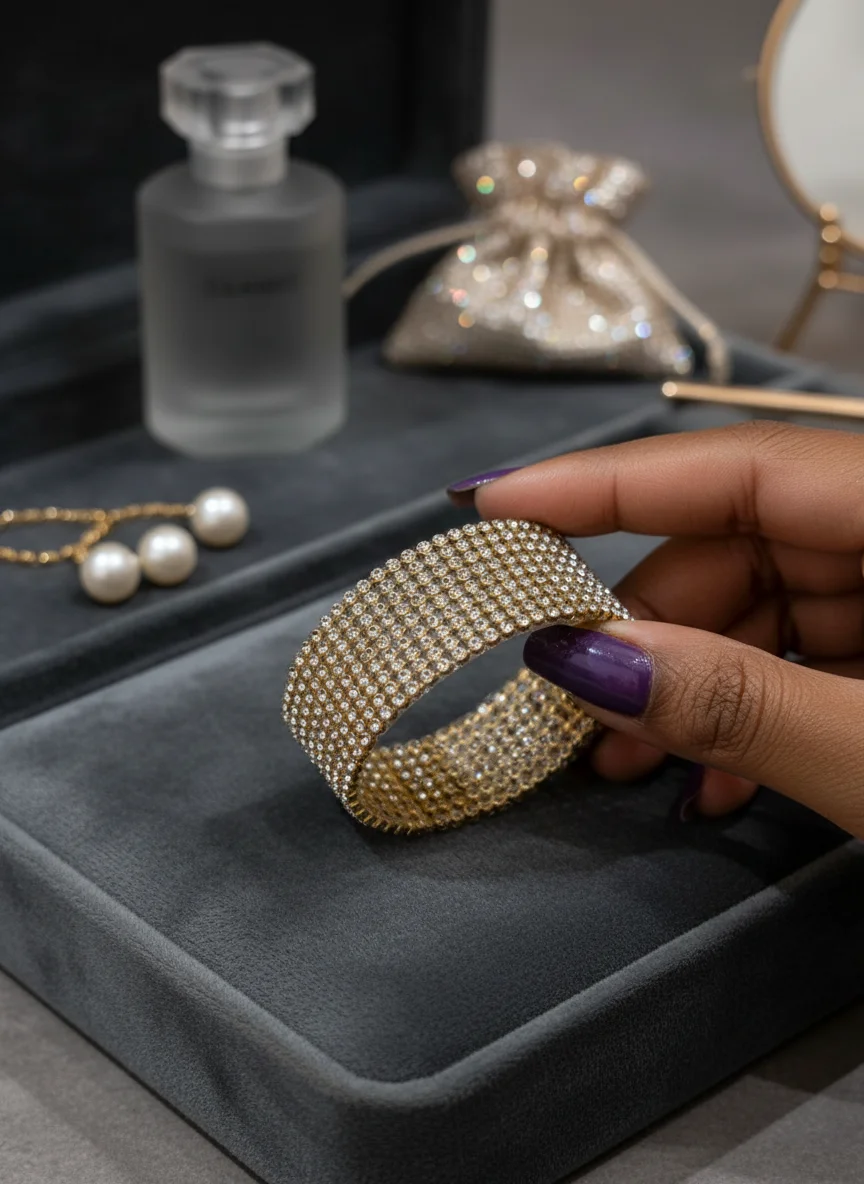 Gold Rhinestone Crystal Mesh Trim 2 Lains thumbnail 7