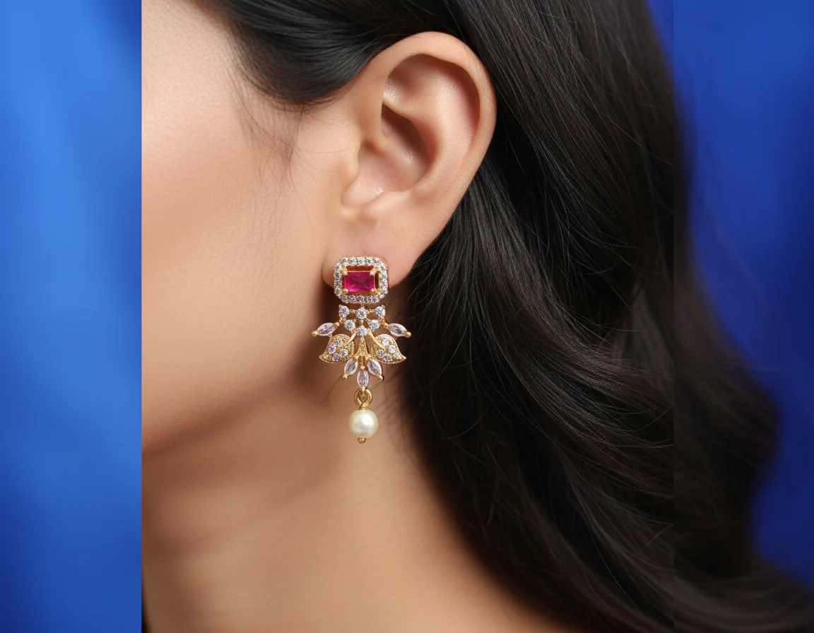 Designer Stone Necklace Set with Earrings – Bridal & Party Wear 4