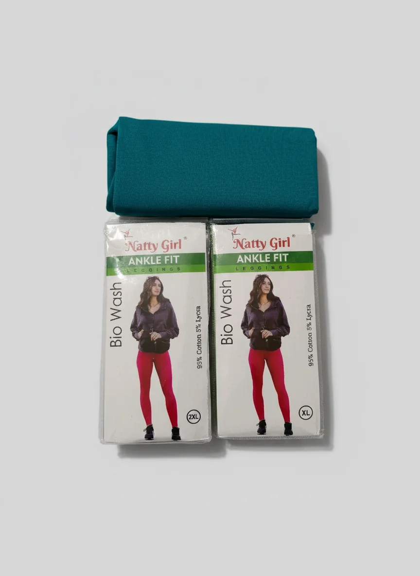 Natty Girl Ankle Fit Leggings – Bio Wash Cotton (Premium Quality)Rama Green Colour 2