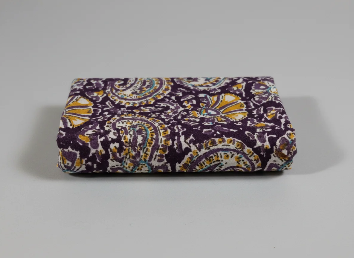 Bhagwati Fab Raju Cotton Purple Paisley Floral Printed Fabric Blouse Piece 1 Meter 1