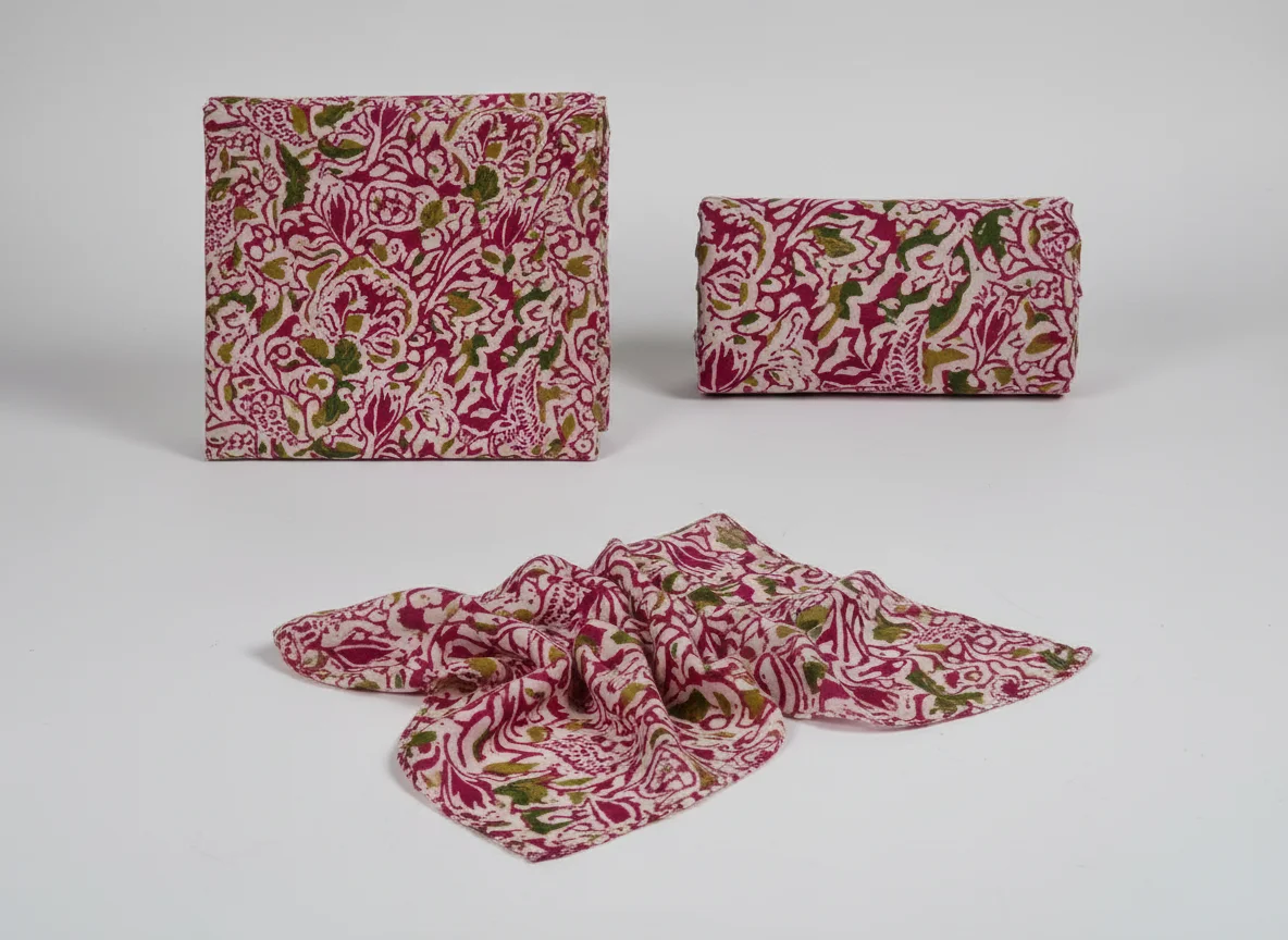 Raju Cotton Magenta Green Floral Printed Fabric Blouse Piece 1 Meter 4