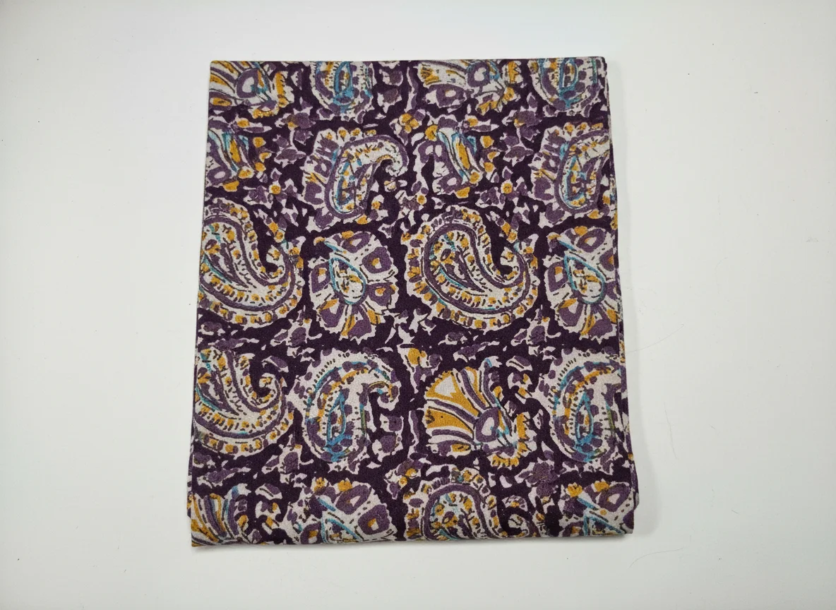 Bhagwati Fab Raju Cotton Purple Paisley Floral Printed Fabric Blouse Piece 1 Meter 3