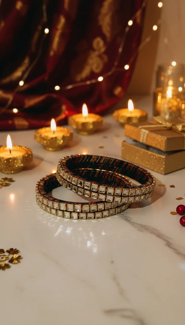 Multicolor Thread and Kundan Stone Bangles Set thumbnail 2