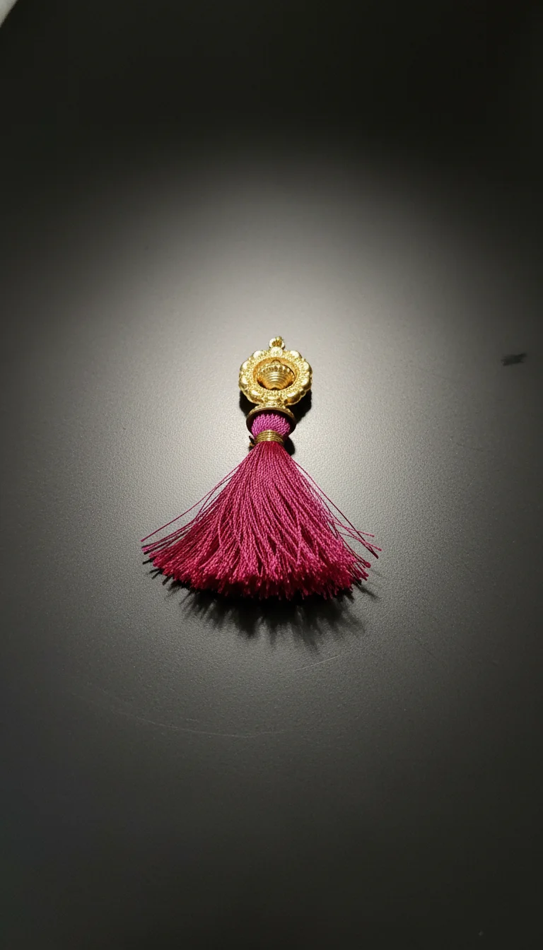Pink and Green Silk Saree Tassels with Gold Caps thumbnail 2