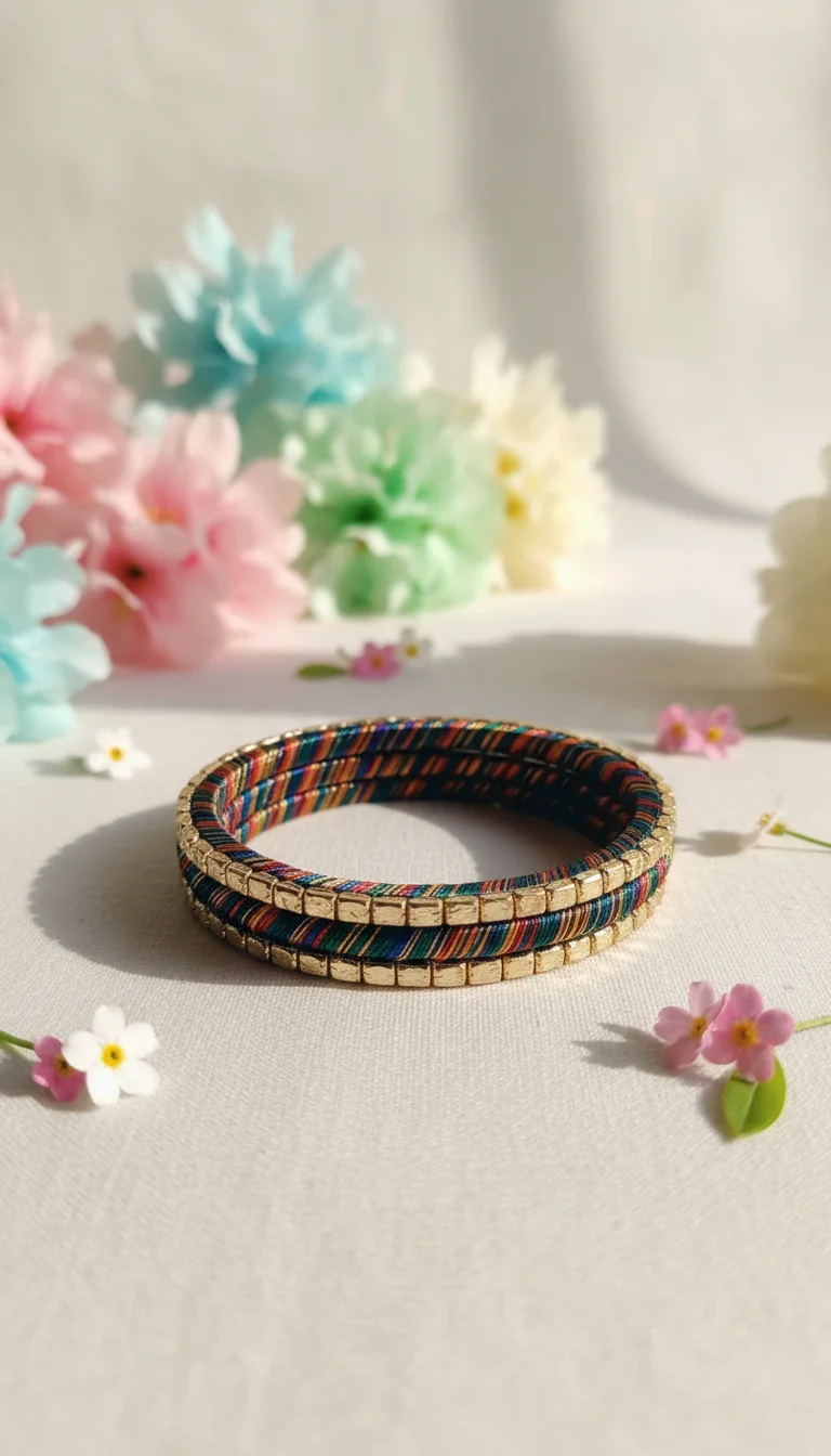 Multicolor Thread and Kundan Stone Bangles Set thumbnail 3