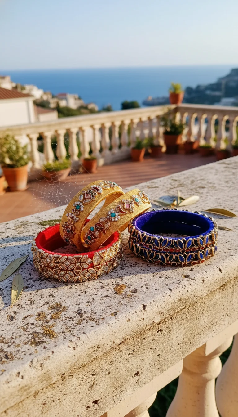 Traditional Kundan Stone Broad Bangles Set thumbnail 2