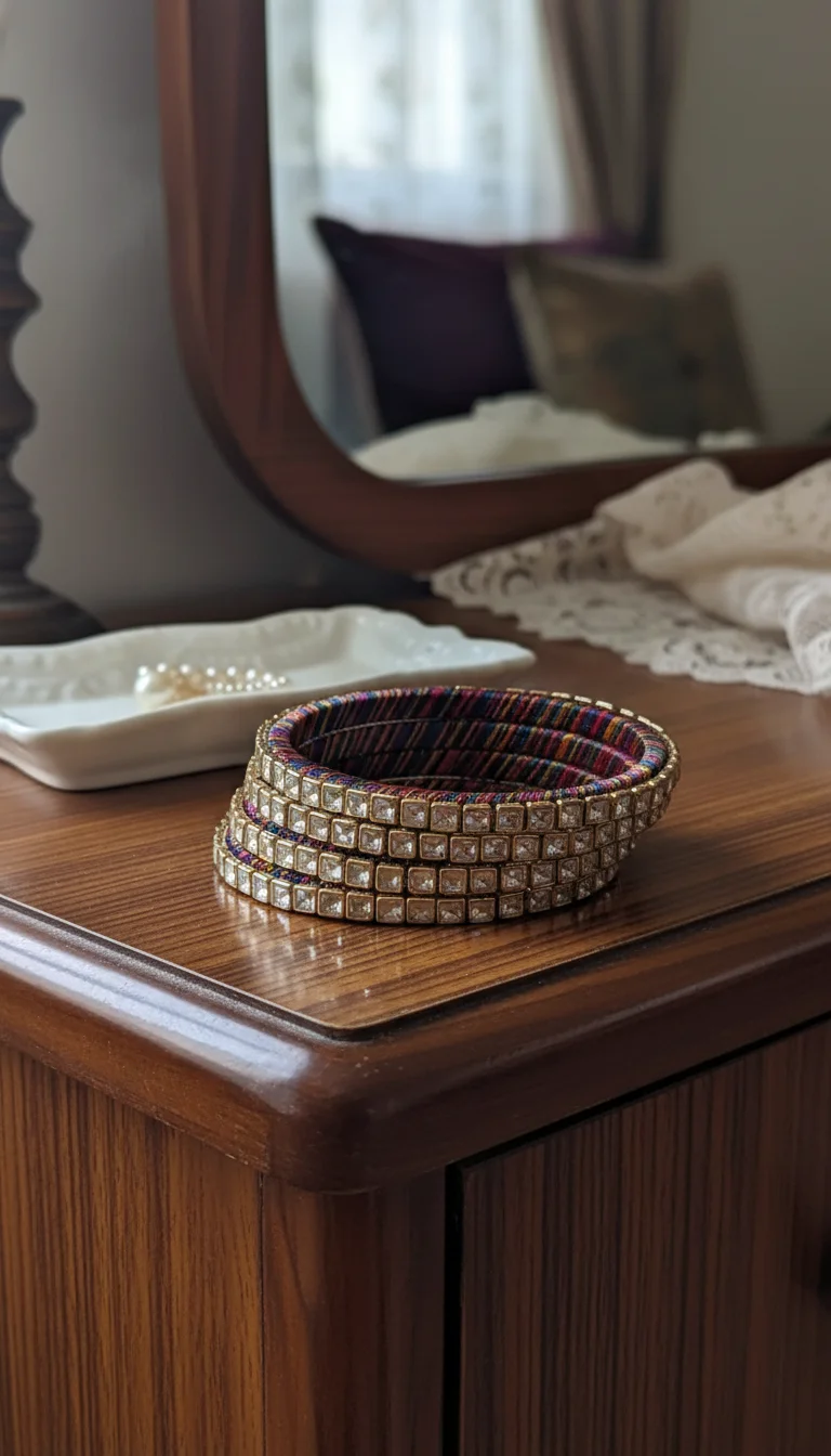 Multicolor Thread and Kundan Stone Bangles Set