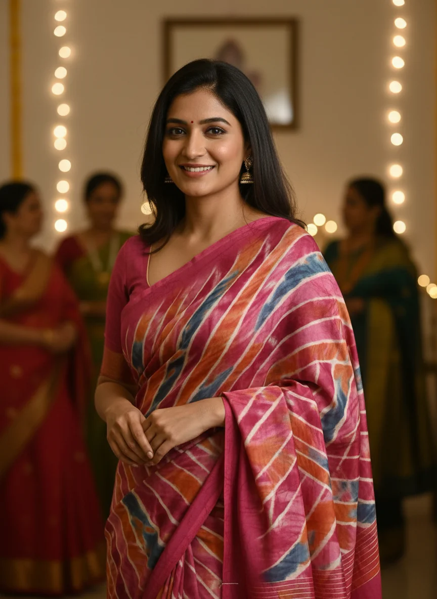 Multi-Color Leheriya Pattern Saree 2