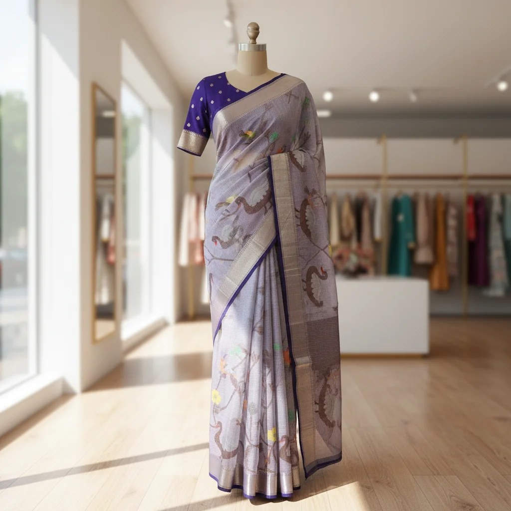 Kota Doria Soft Silk Saree thumbnail 6