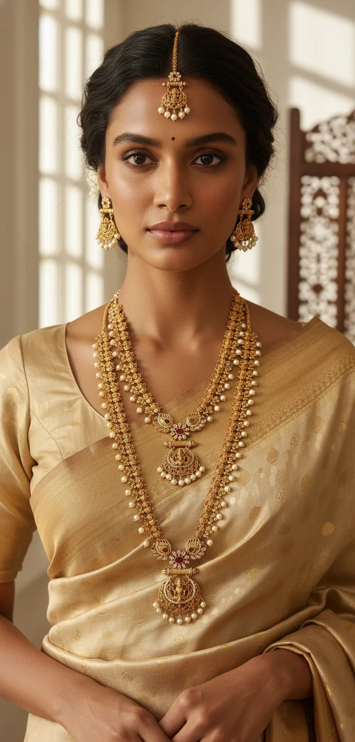 Gold Toned Lakshmi Peacock Temple Jewelry Set