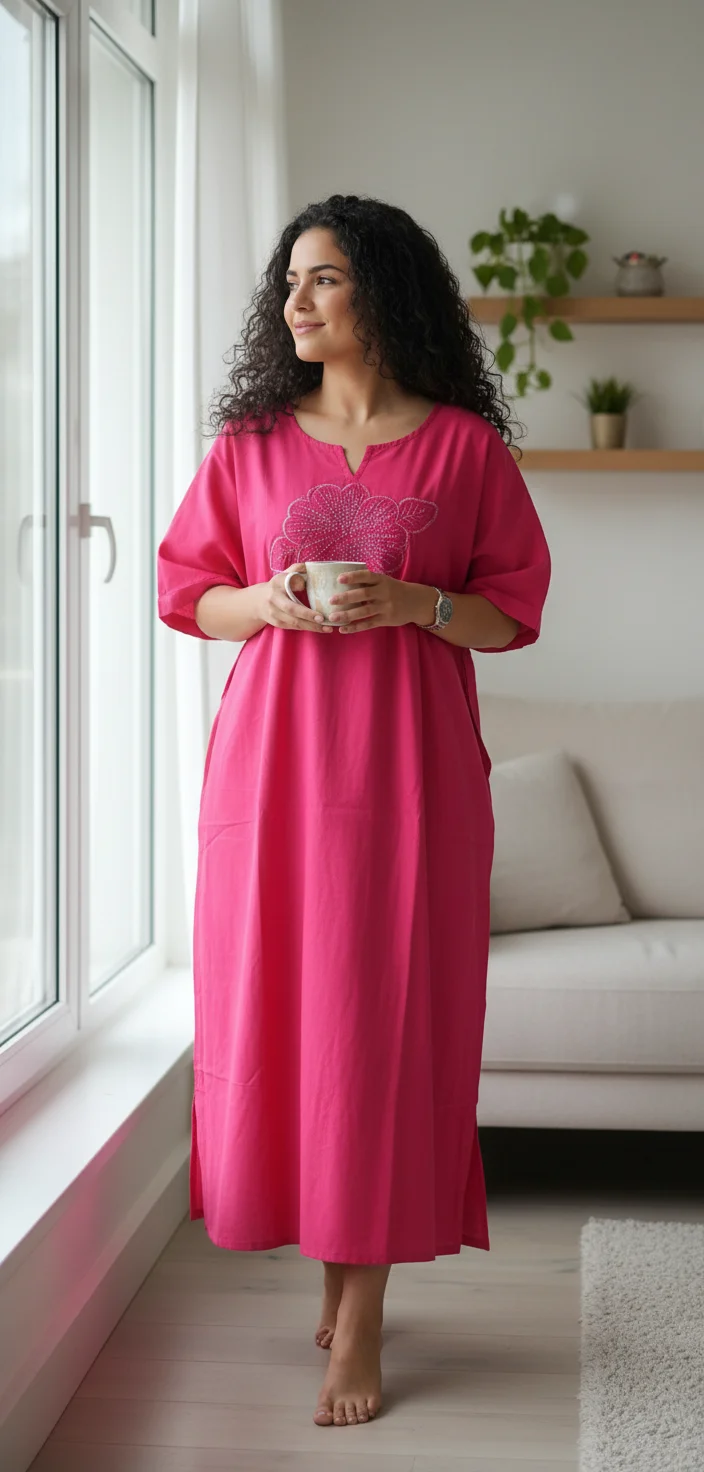 Pink Embellished Kaftan top