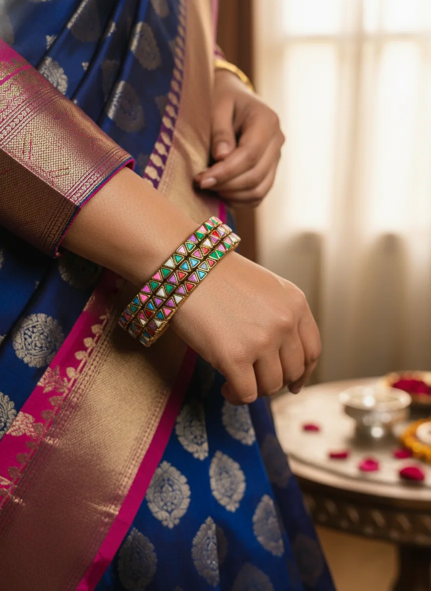 Multicolor Geometric Enamel Bangles thumbnail 2