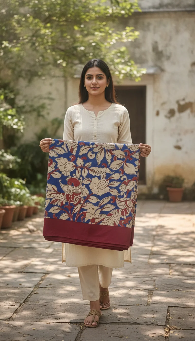 kalamkari cotton dress material thumbnail 7