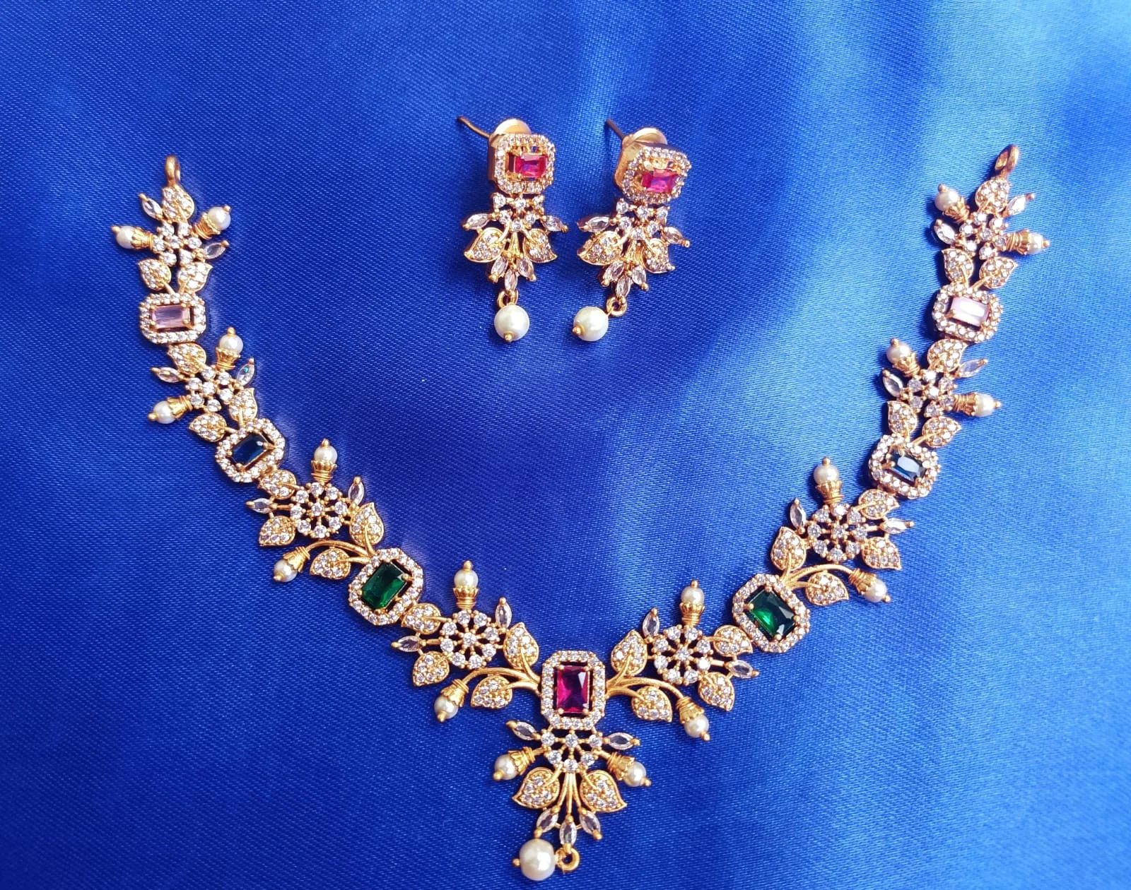 Designer Stone Necklace Set with Earrings – Bridal & Party Wear