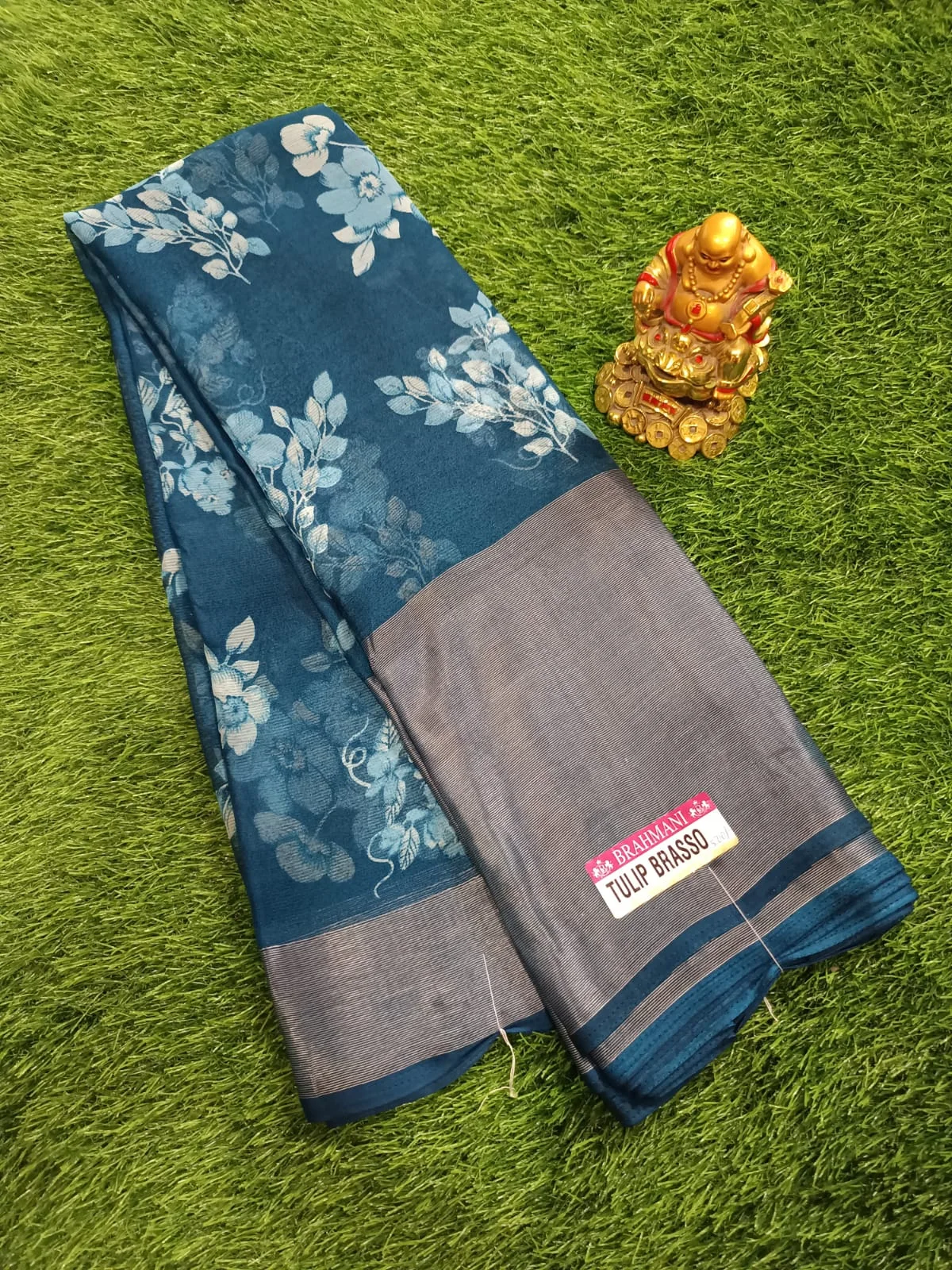 Beautiful light weight daily wear silver border sarees with blouse 2