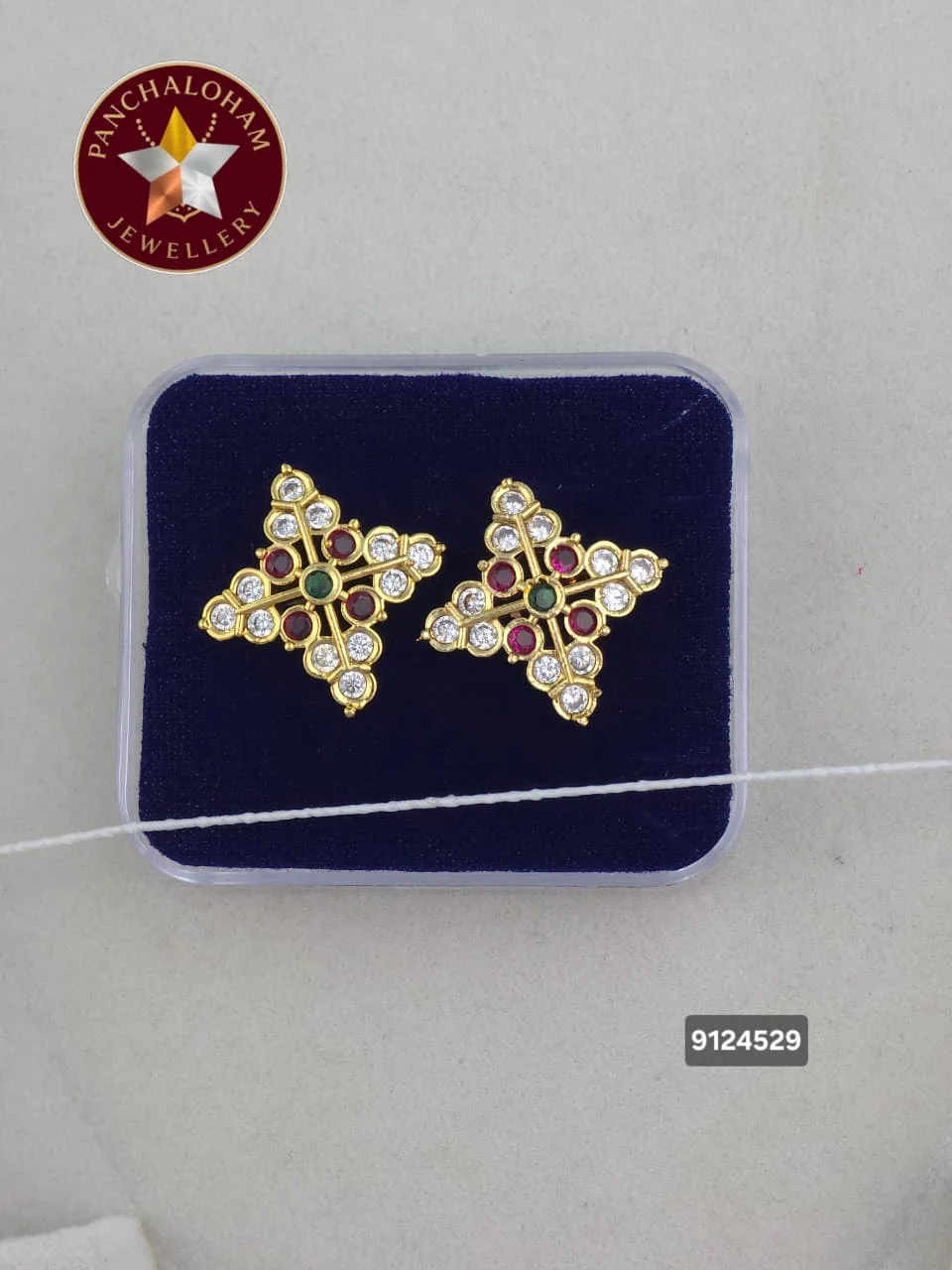 Panchalohalu earrings gold finish 14