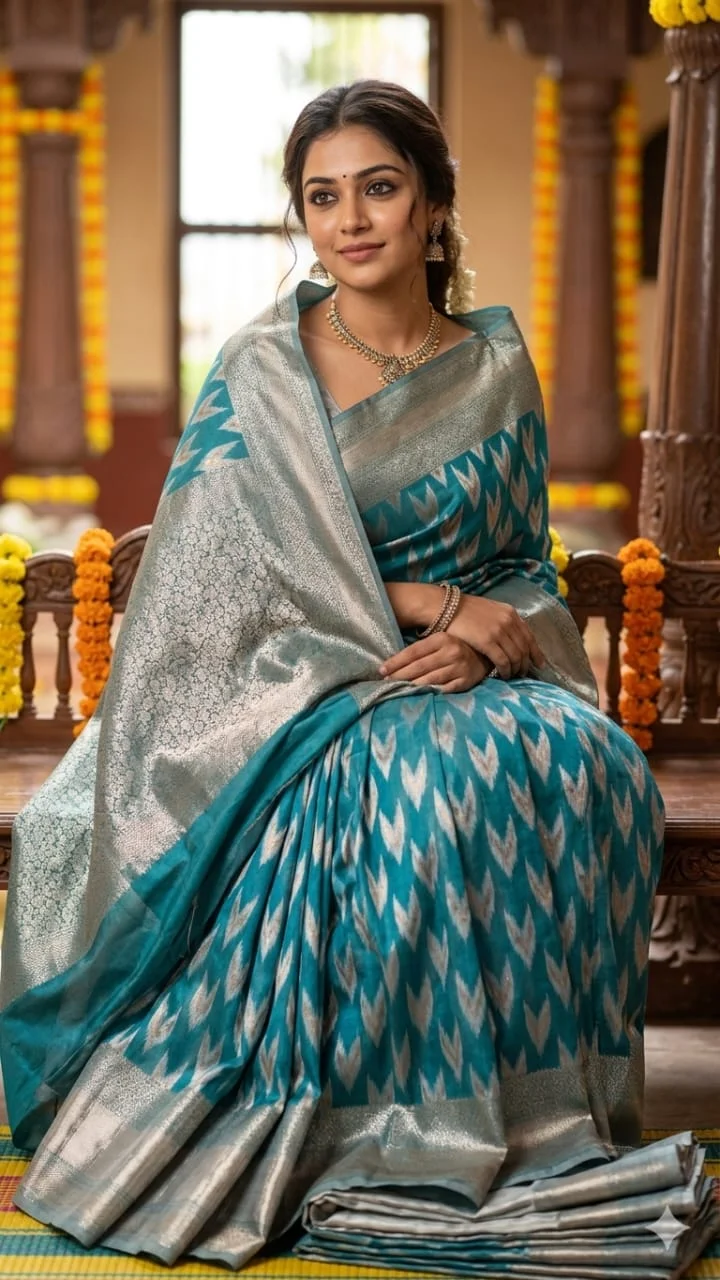 Pochampally ikkath cotton saree,
Which is very light weight and perfect drape to your body 1
