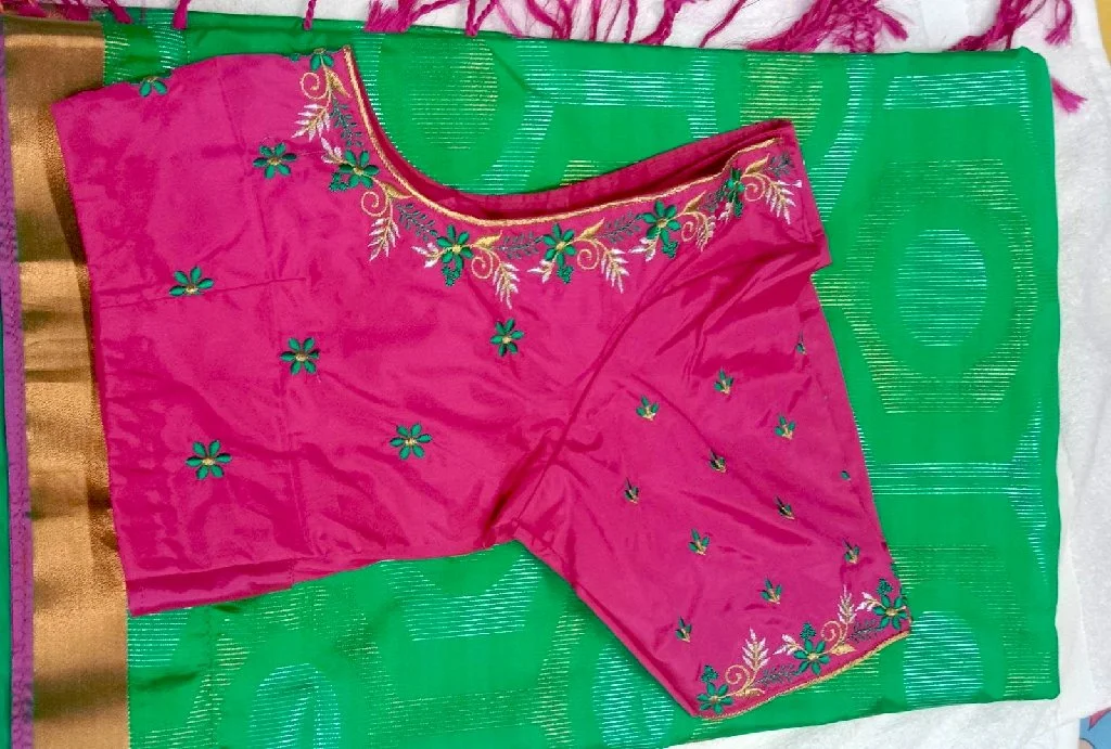 Pink Computer Embroidered Blouse Piece