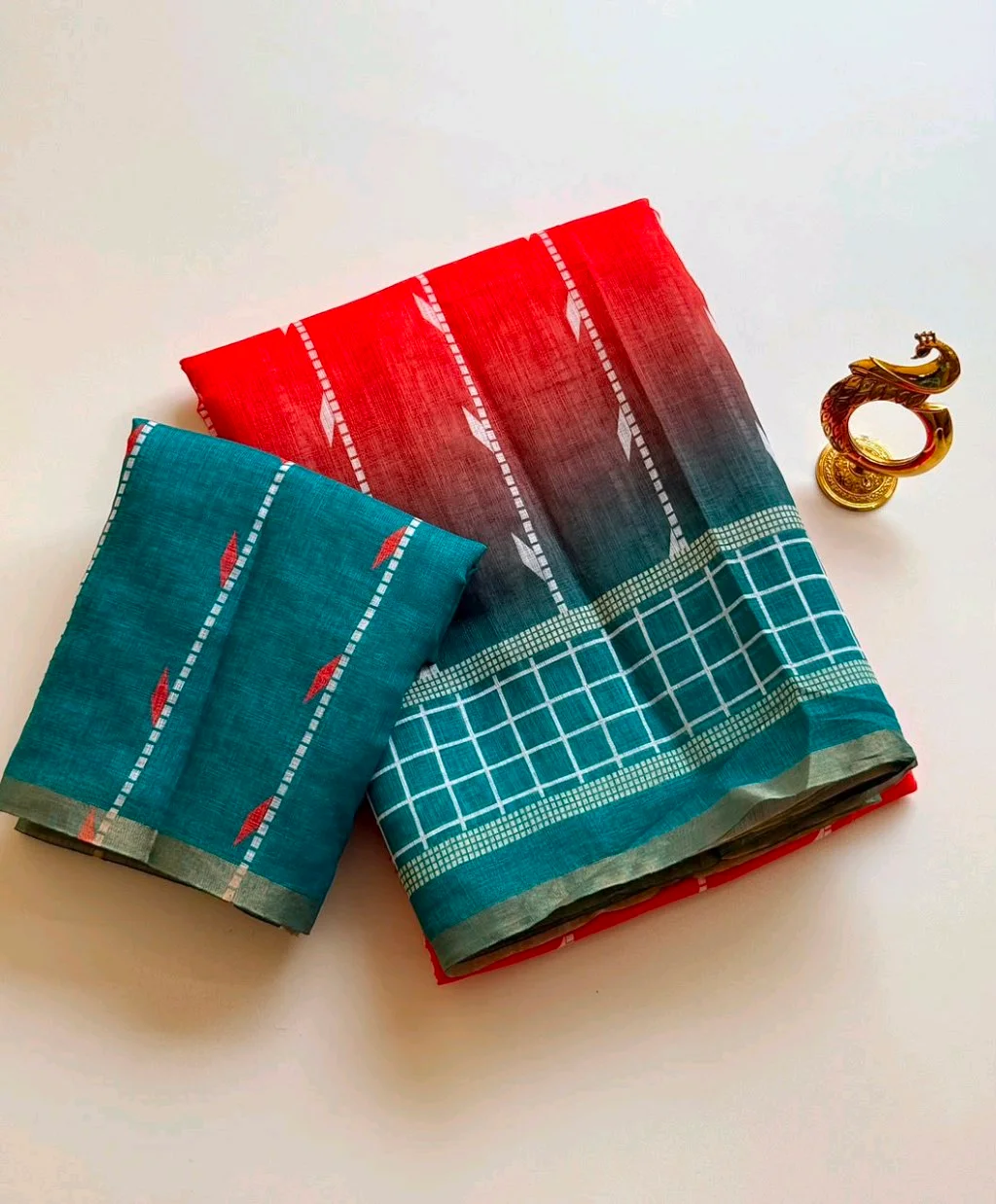 Lenin Cotton Saree with Geometric Patterns 1