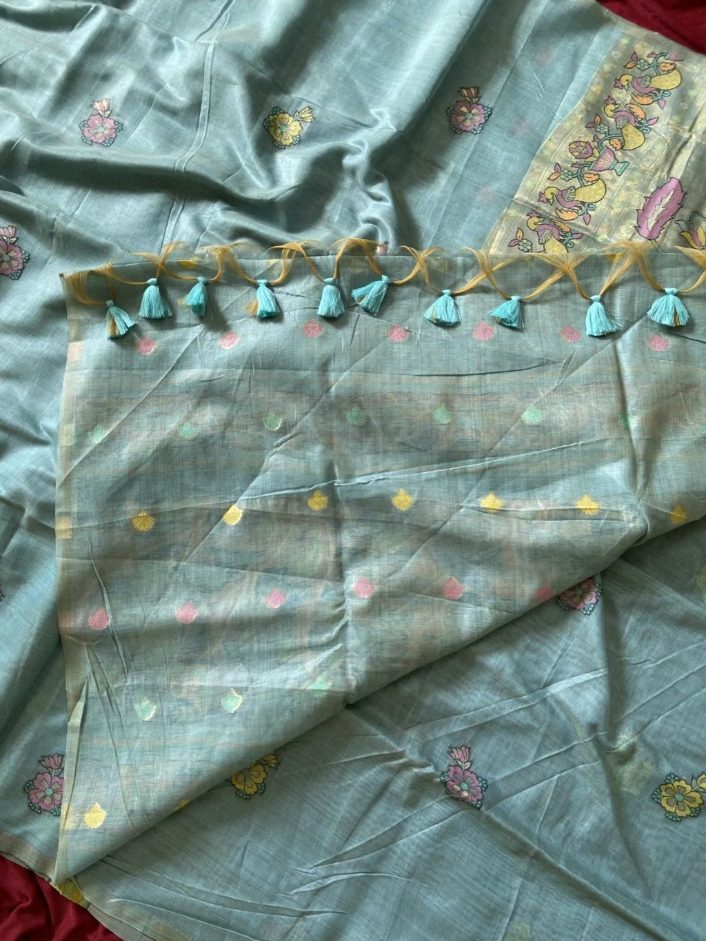 Soft Muga Cotton Paithani Saress thumbnail 10