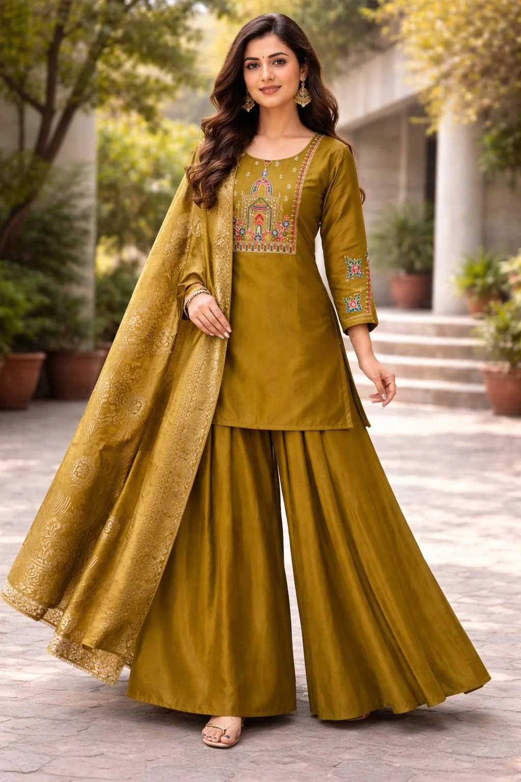 Purple Embroidered Silk Blend Unstitched Suit Set 2