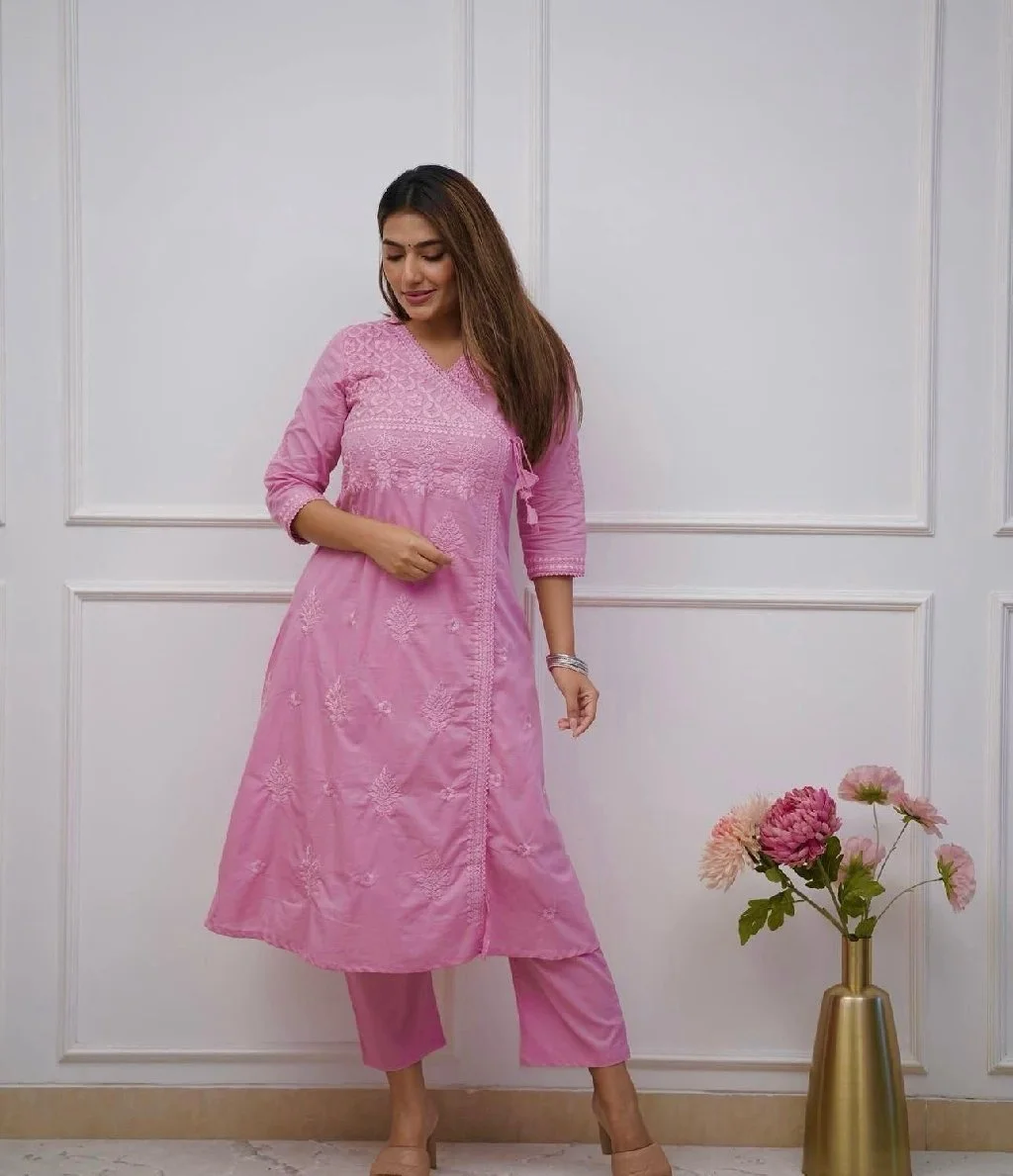 Embroidered Angrakha Kurta Set 1