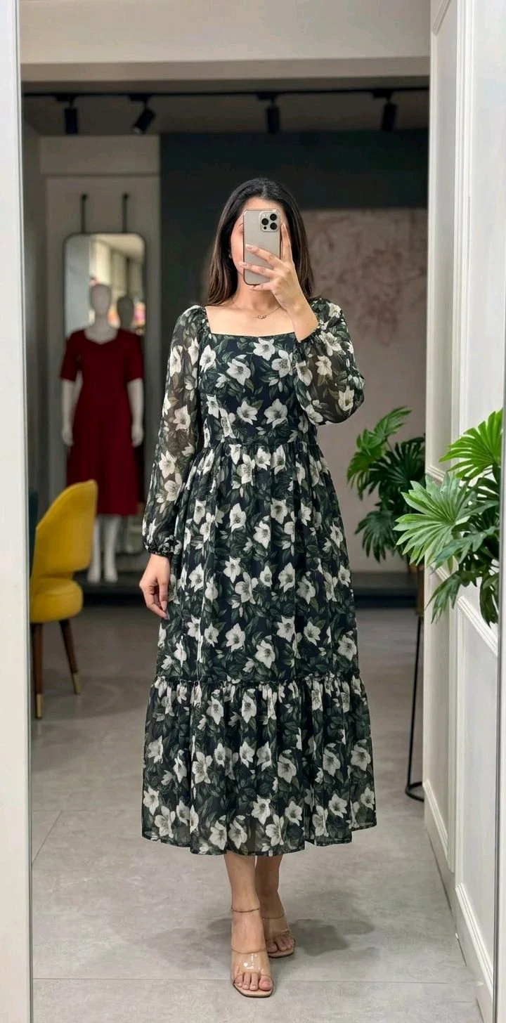 Floral Print Long Sleeve Maxi Dress 2