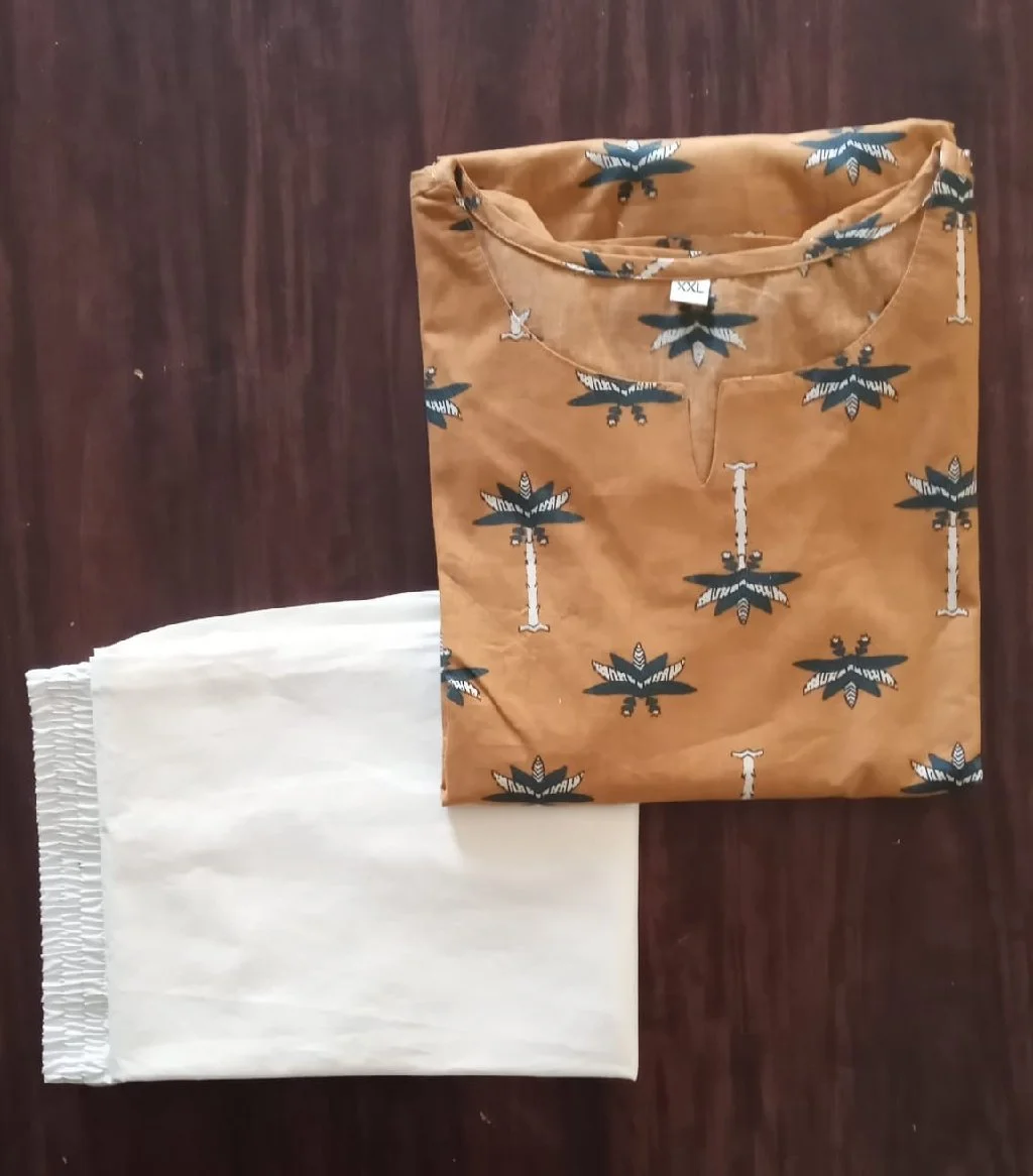 Red Ikat Print Cotton Kurta Set 5