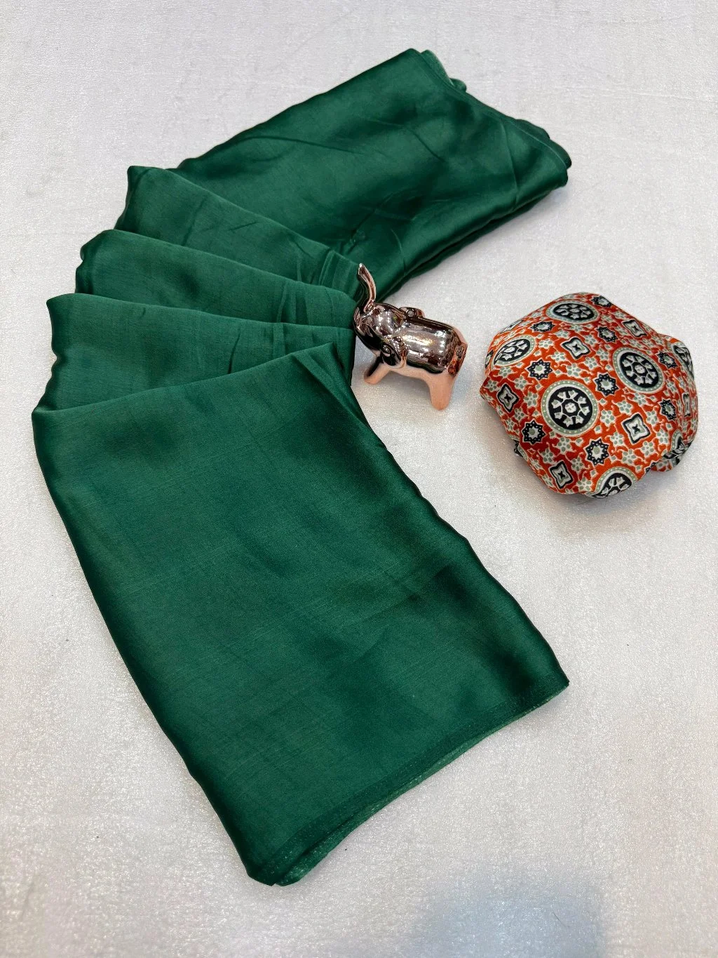 Dark Green Soft Silk Blend Saree 1