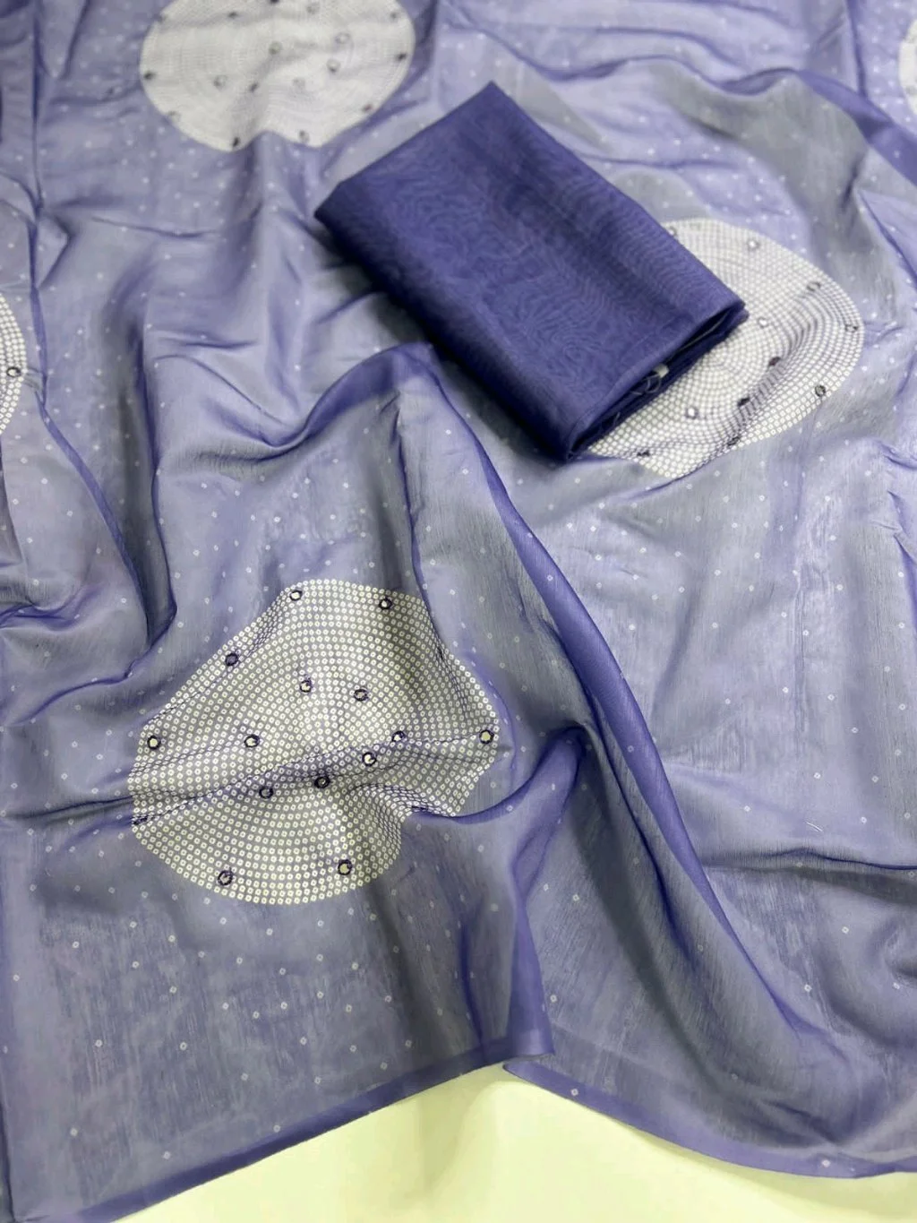 Soft Cotton Fabric Set with Pearl Mirror Work thumbnail 8
