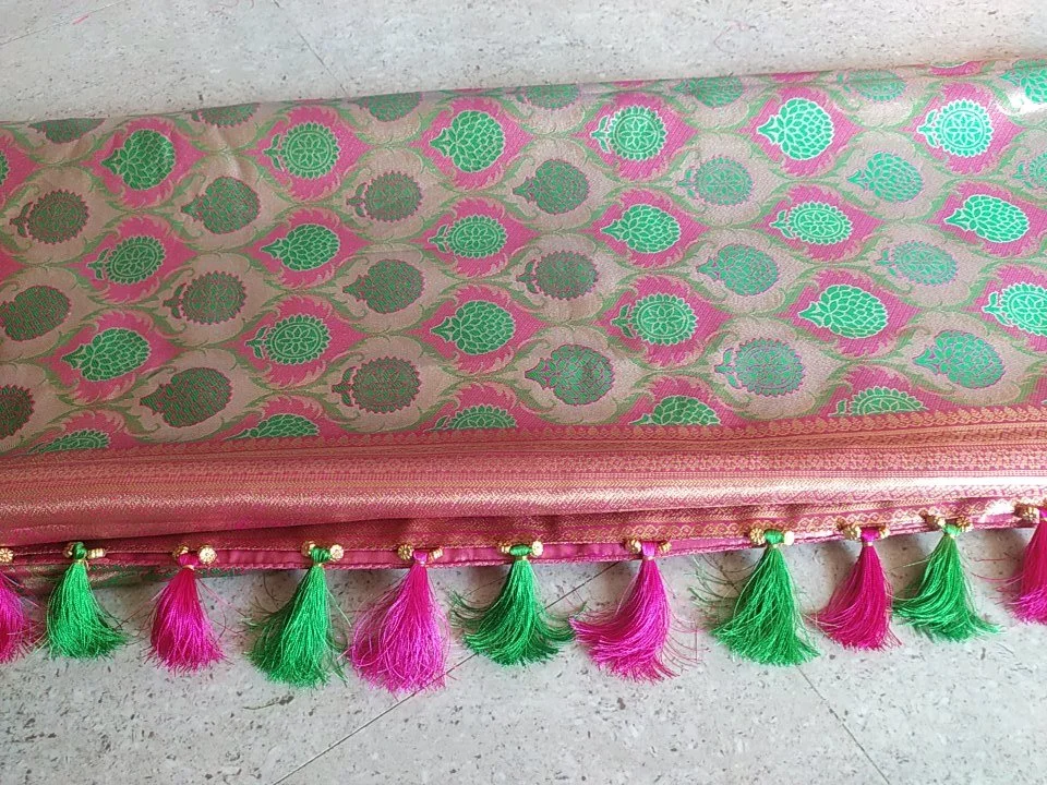 Saree Pallu Kuchhu Design With Attaching Beads And Threds.