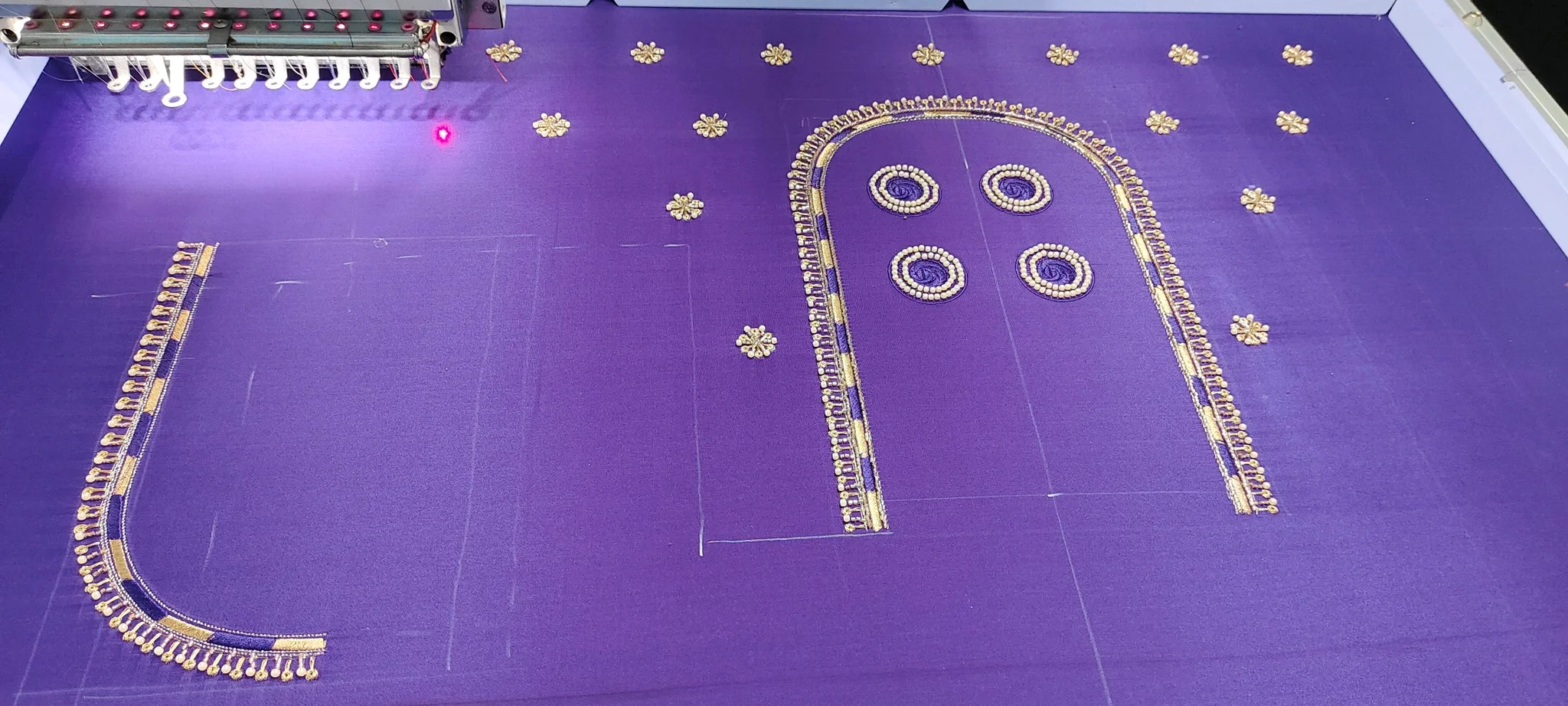 Purple Computer Maggam Floral Embroidered Blouse Piece thumbnail 3