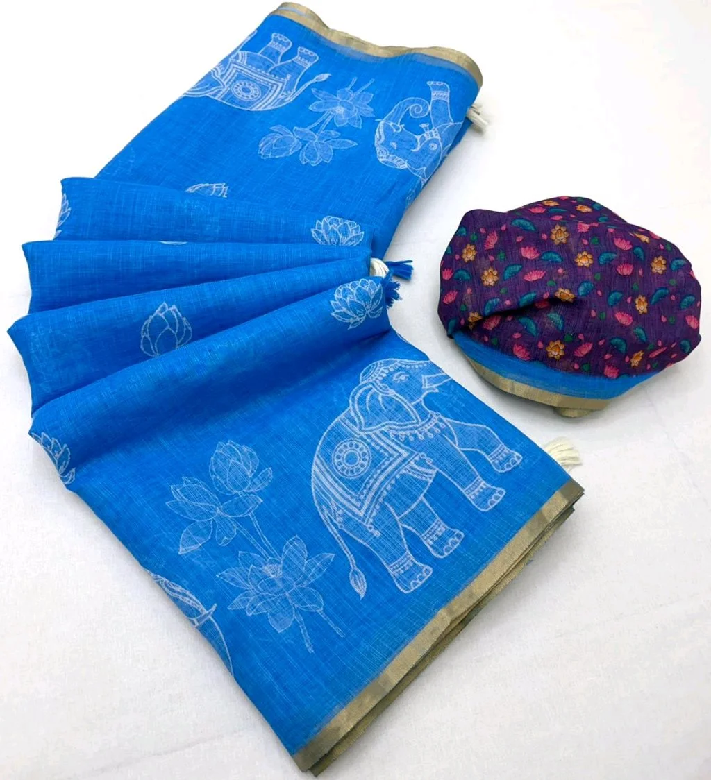 Soft Cotton Lenin Sarees 3