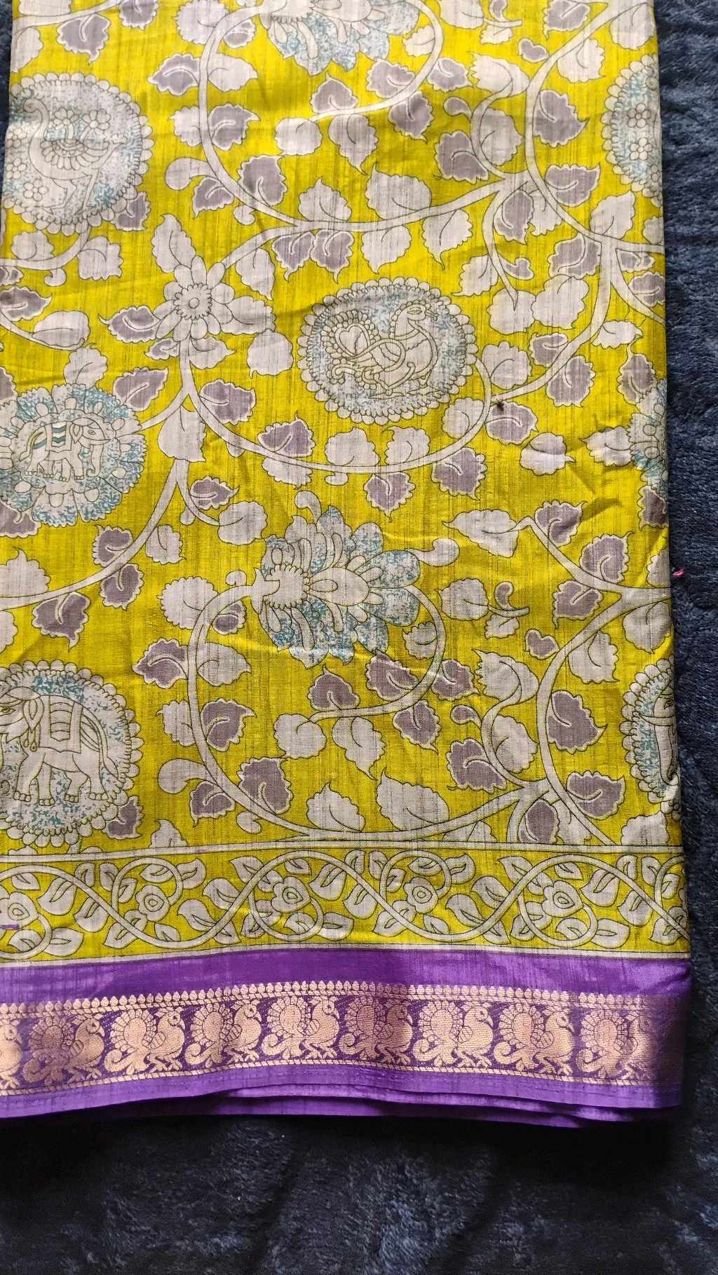 Maheshwari Silk Saree, Mehendi Green with Purple 5