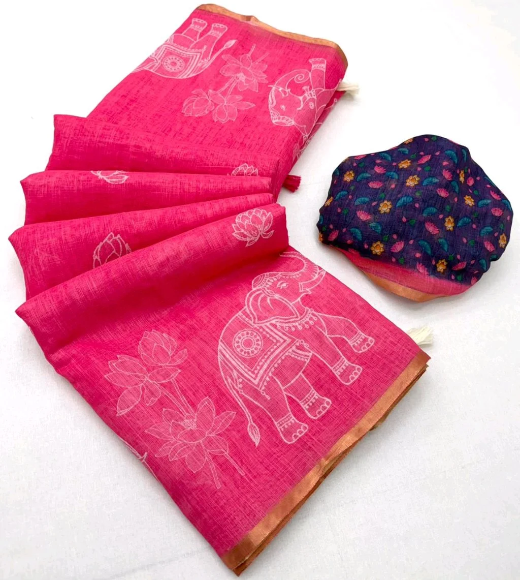 Soft Cotton Lenin Sarees 4