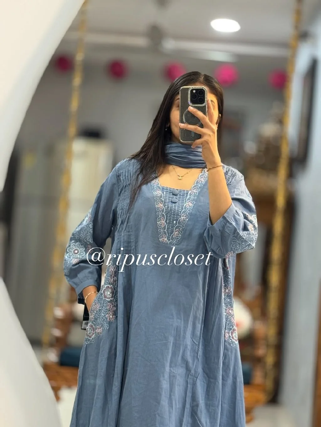 New Lounch Cotton Suit Set With Thread Work, Highlighting On The Kurta.Dupatta embroidery work cotton malmal and heavy work A-line patternProduct Color May Slightly Vary Due To Photographic Lighting Sources.Fabric: CottonBoth side pocket with embroidery work Fabric: Pure Cotton 6060 Size: M/38,L /40,XL/42,XXL/44,3xl/46Colour : two colorsWork:- Full Embroidered work+ dupatta malmal embroidery workProduct: Kurti + Pant+dupata embroidery workShop Price : 1025Free shipping Ready to Dispatch (100% Quality products guarantee) 2