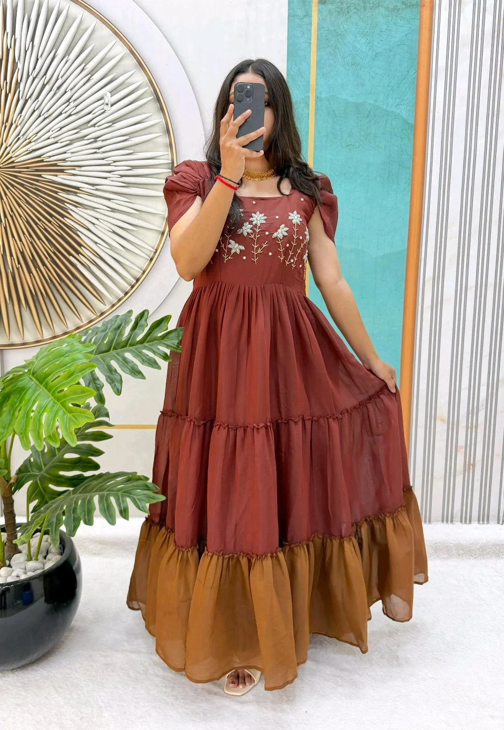 Tiered Maxi Dress with Embellishments 7