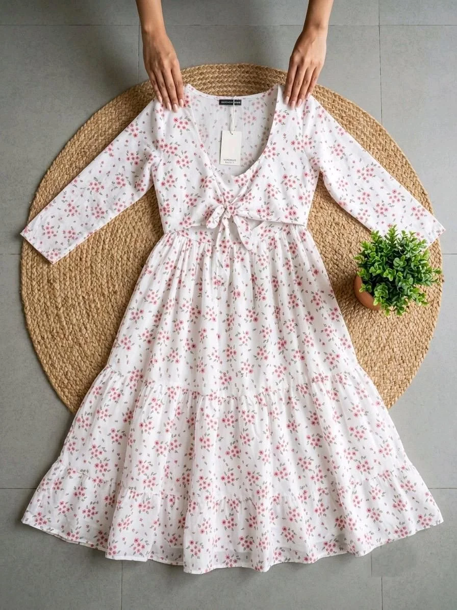 Floral Tie Front Tiered Maxi Dress thumbnail 3