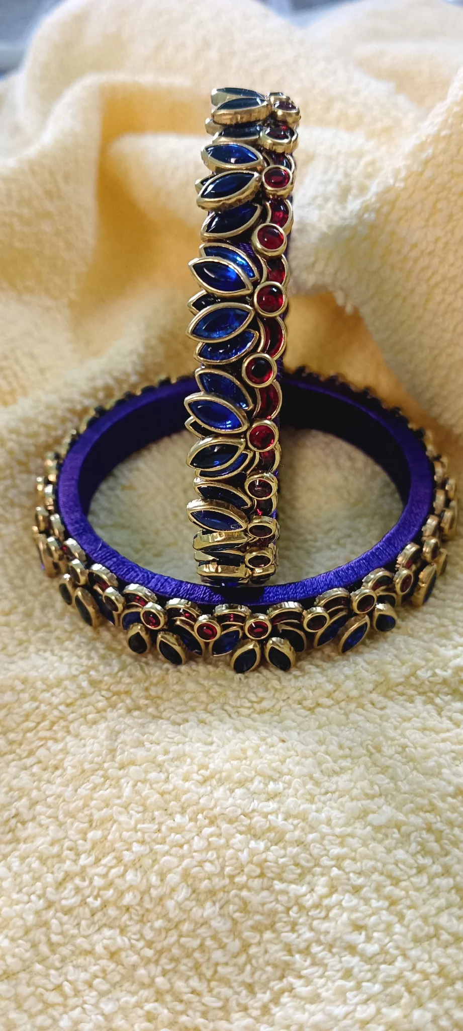 Royal Sapphire Lotus Silk Thread Bangles thumbnail 5