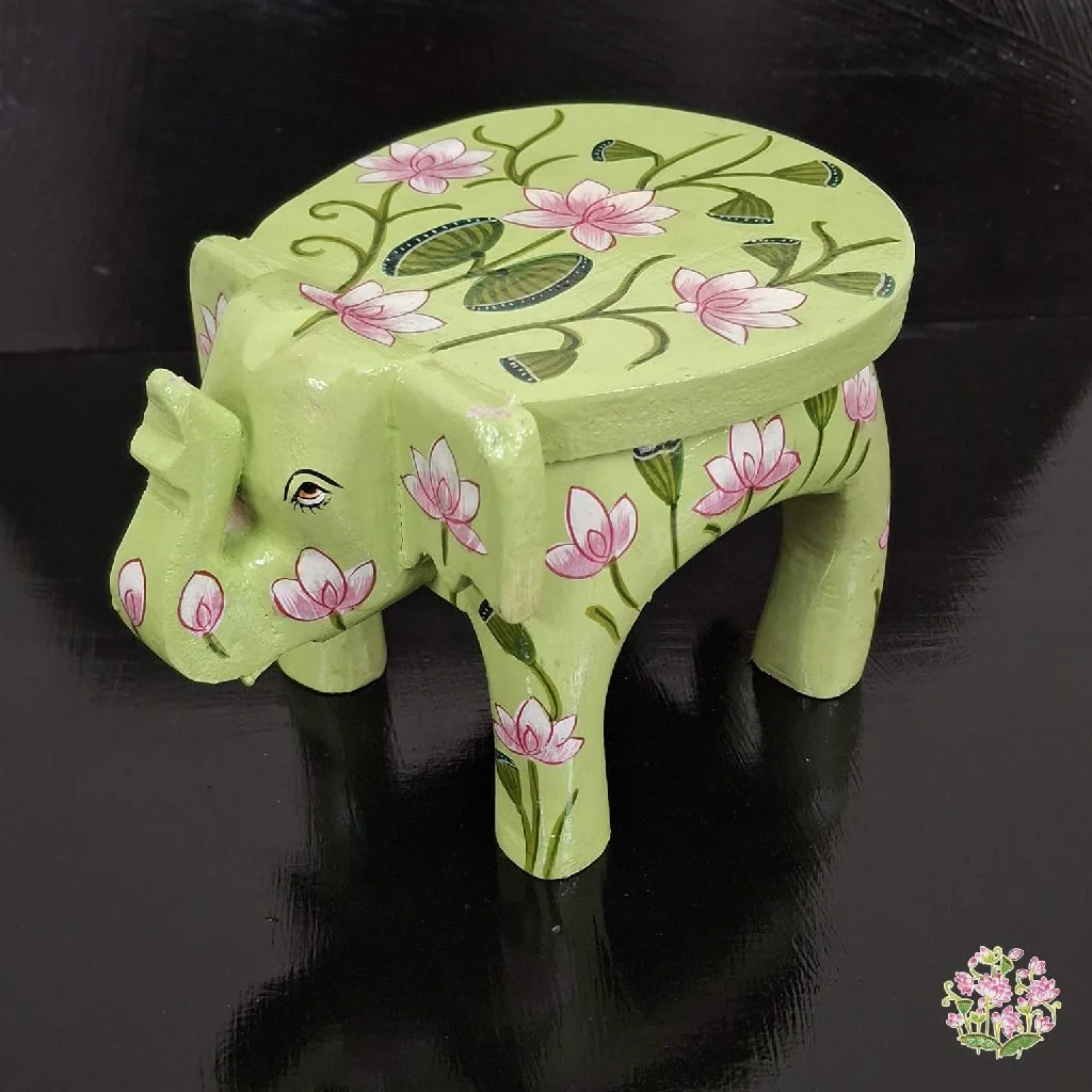 Hand Painted Wooden Stacked Elephant Stools - Variant 2