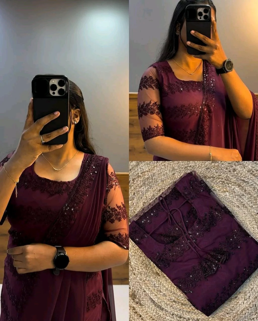 Mauve Embroidered Kurti Set with Dupatta thumbnail 4