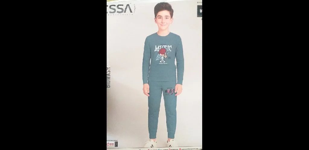 8-10 years Boys ESSA Greyish Blue Music Print Nightwear Set