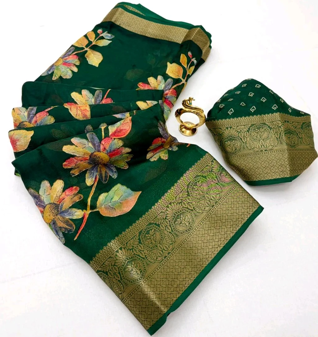 Heavy Marshmellow Saree with Zari Border thumbnail 7