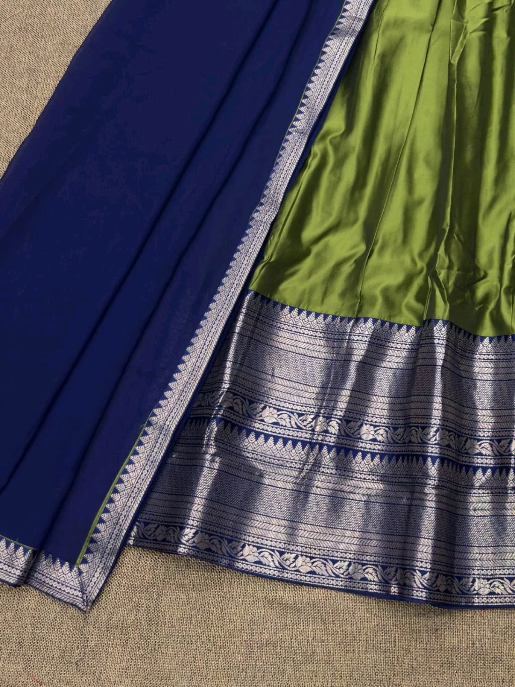 Traditional Pavadai Set with Maroon Gold Zari Border thumbnail 2