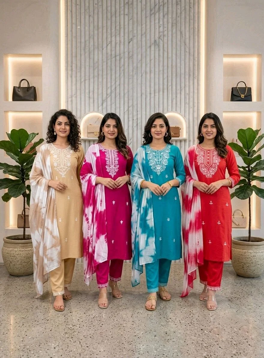 Designer Embroidered Kurta Set with Dupatta thumbnail 5