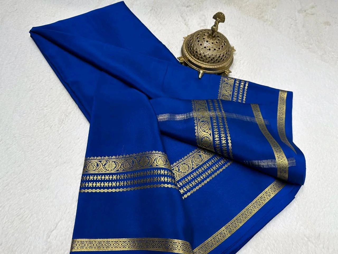 Mysore Silk Saree Collection with Gold Zari Border 10